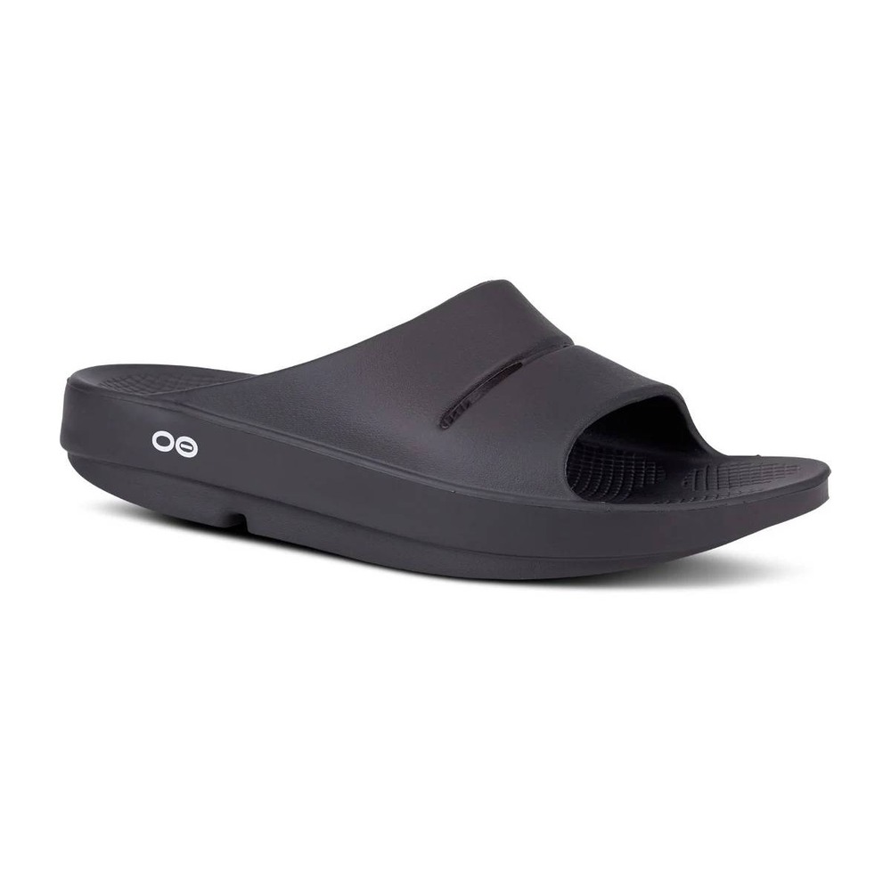 Oofos OOahh Sport Black Recovery Slide Sandals Mens 7 Womens 9
